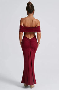 Mozision Strapless Backless Sexy Maxi Dress For Women Black Solid Off-shoulder Sleeveless Bodycon Club Party Long Dress Elegant