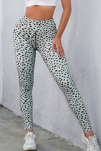 Apricot Dalmatian Spots Printed Stretchy High Waist Leggings