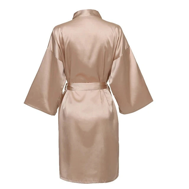 Wedding Party Team Bride Robe Without Letters Kimono Satin Pajamas Bridesmaid Plain Bathrobe SP088