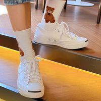 1 Pair Cartoon Bear Women Socks Comfortable Harajuku Skateboard Girl Socks Novelty Breathable Sox Christmas Gift Factory Direct