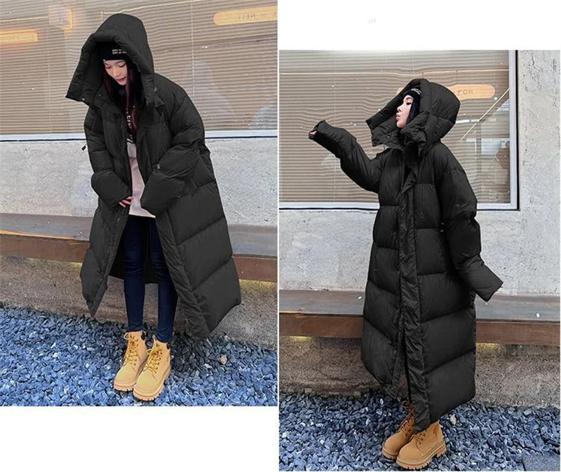 Warm Winter Pink Hooded Long Women Parkas Chaqueta Thick Cotton Padded Windproof Parcas Overcoat Casual Loose Snow Wear Jaquetas