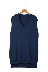 Dark Blue Knit Vest Pullover Sweater