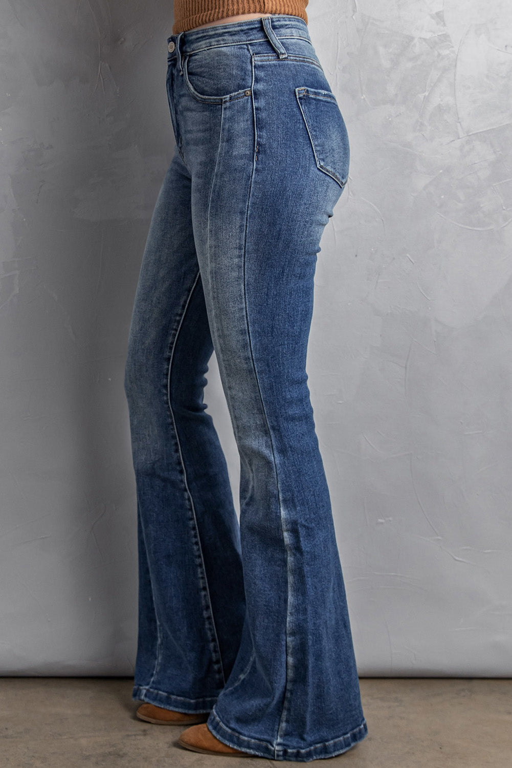 Blank Apparel - High Waist Flare Jeans with Pockets