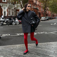 Trendix New Red Stockings Women Bodycon Super Elastic See Through Lace Pantyhose Autumn Sexy Slim Elegant Burgundy Tights Winter