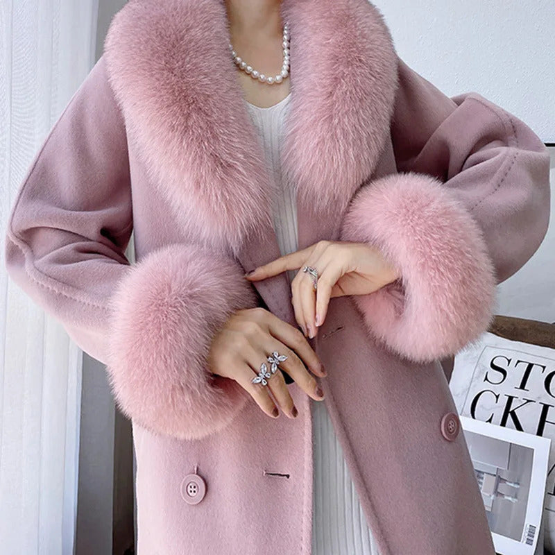 Natural Fox Fur Cuffs Wrist Arm Warmer Women Jacket Coat Sleeve Fur Triming Ladies Bracelet Real Fur Wristand Glove Snap Ring