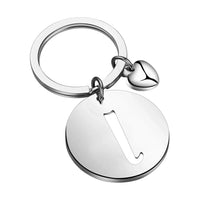 Popular A-Z  Round Brand Stainless Steel Keychain 26 Letter Keyring  Pendant Key Ring Buckle Chains for Car Motorcyle Gift