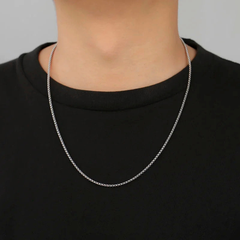 Skyrim Fashion Long Box Chain Necklace Stainless Steel Basic Punk 2-7mm Thick Chains Jewelry Gift for Men Women Wholesale