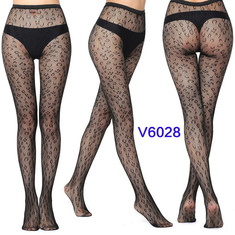 Women Sexy Fishnet Tights Jacquard Weave Seamless Pantyhose Yarns Garter Grid Fish Net Stockings Black Spider Gothic Lace Tights