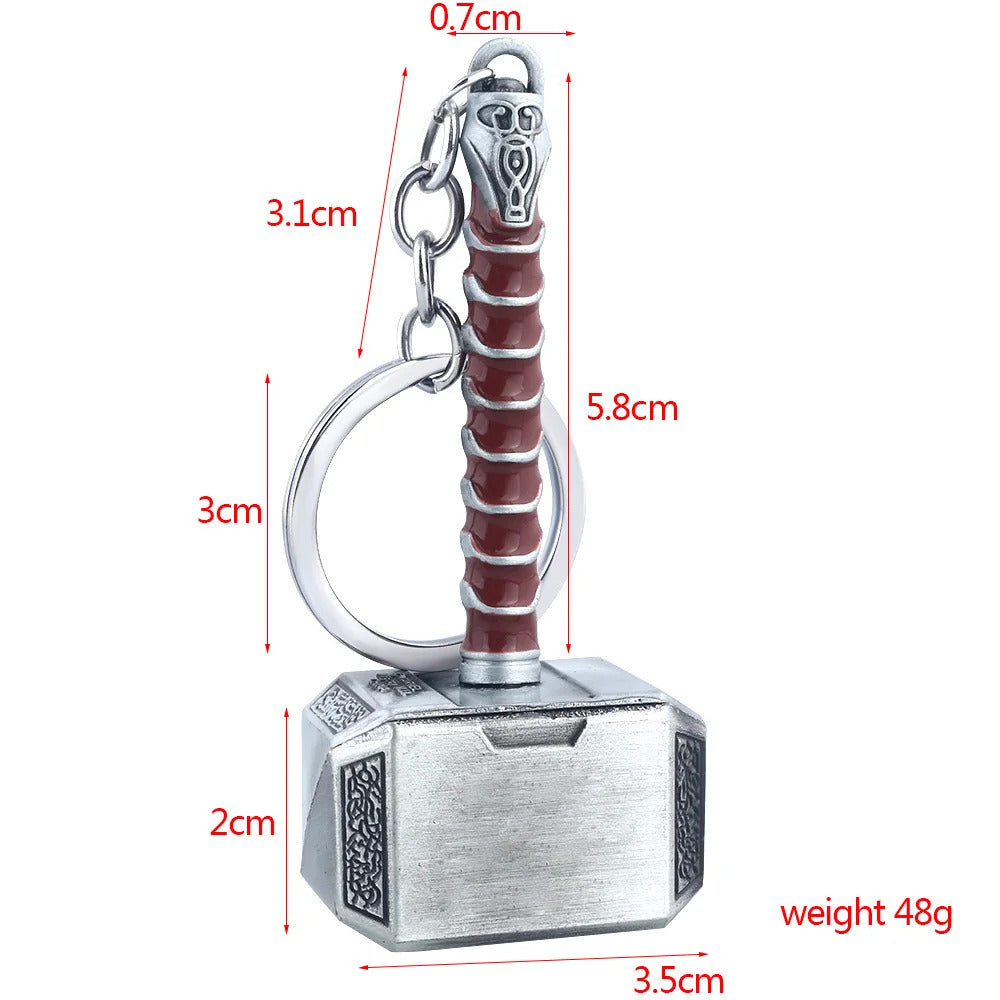 Thor Hammer Metal Keychain Movie Key Ring Cosplay Prop Key Holder For Fans Bag Ornament Car Pendant Gift