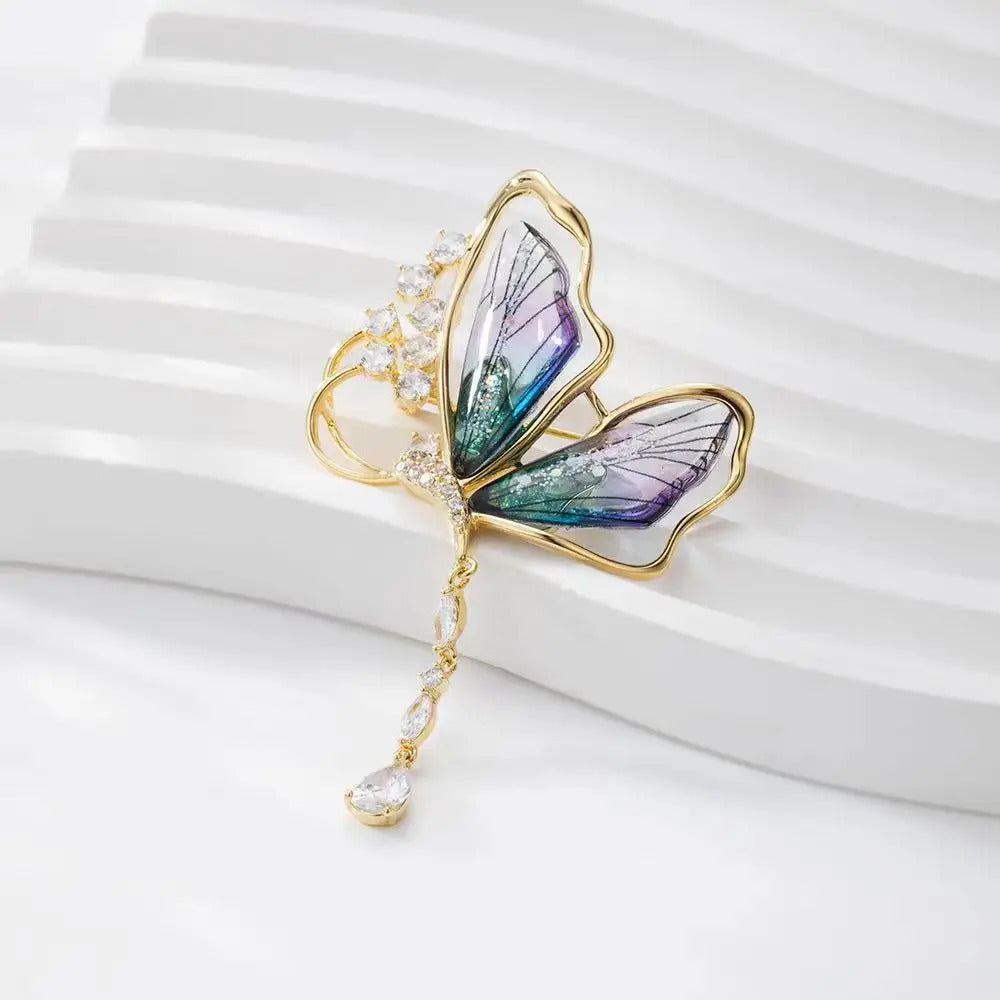 Trendy Faery Elf Butterfly Dragonfly Acrylic Brooches For Women Girls Multicolour Plastic Insect Birthday Party Daily Jewelry