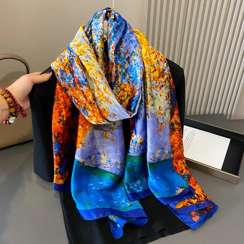 Luxury Brand Scarf Spring Summer Women Beach Sunscreen Fashion Party Shawl China Quality Silk Lady Popular Print Scarves Hijab