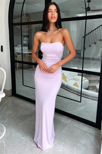 Mozision Strapless Backless Lace-up Maxi Dress For Women Summer New Off-shoulder Sleeveless Bodycon Club Party Long Dress