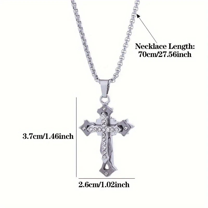 High Quality Cross Titanium Steel Non Fading Necklace,Domineering and Trendy Men's hip-hop Pendant Chain,New Handsome Men Women