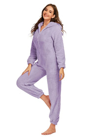 Women's Winter Warm Pyjamas Girls Onesies Fluffy Fleece Jumpsuits Nightwear Overall Hooded Sets Pajamas for Female Plus Size