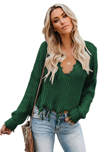 Color block Love Distressed Sweater