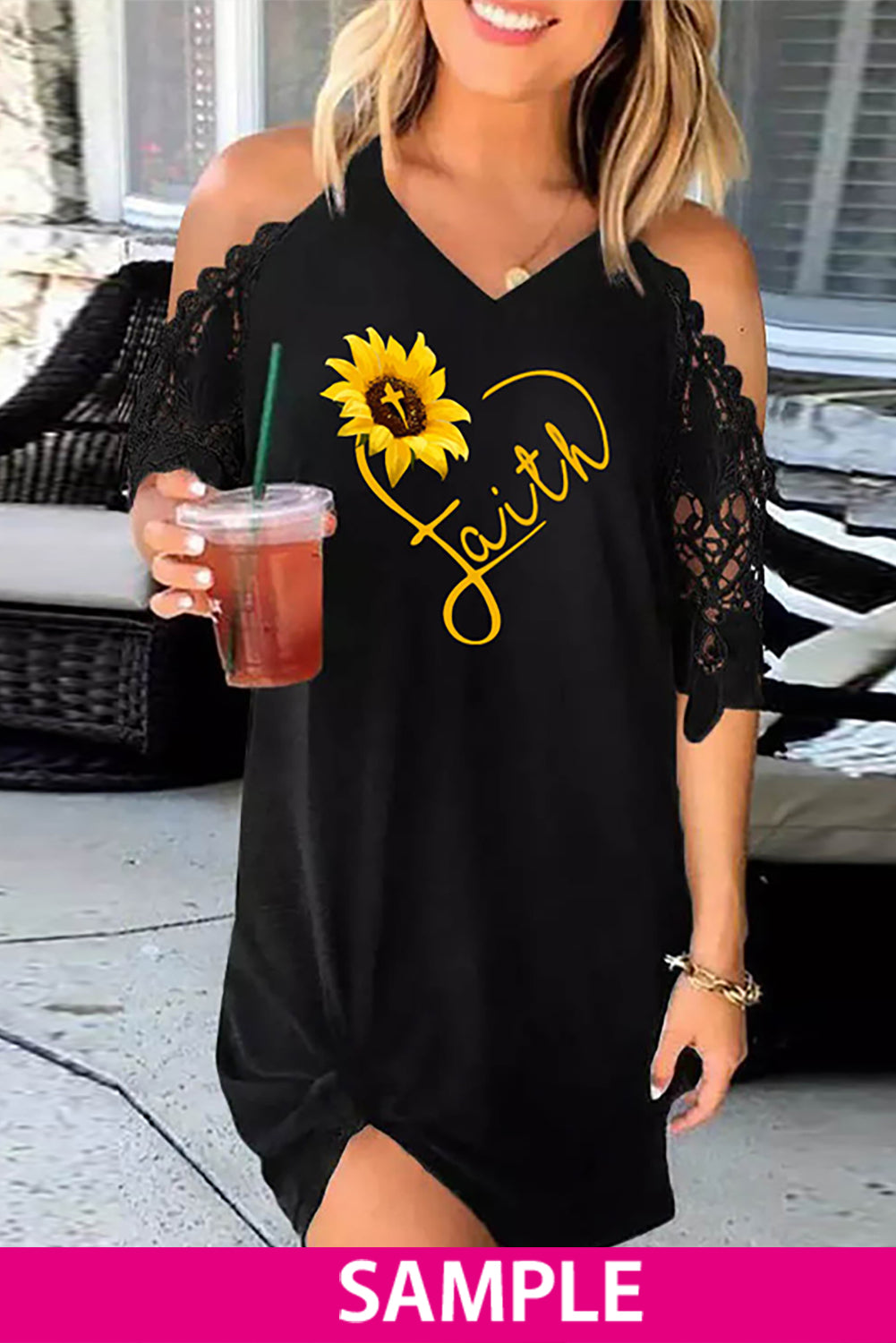 Blank Apparel - Black Cold Shoulder Mini Dress