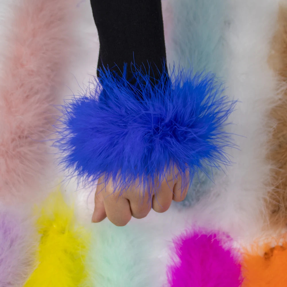 High Quality Real Fur Feather Cuffs Women's Summer Party Oversleeve with Feathers Fashion Ladies Feathers Cuff Snap on Wristband