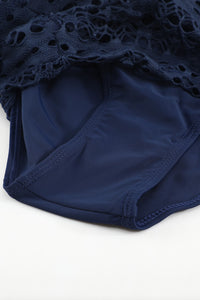 Blue Lace Shorts Attached Swim Bottom