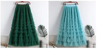 Medium-length Wire Mesh Spliced Cake Skirt 2023 Spring Summer Autumn/winter New Style A- line Long Dress Puffy Dress