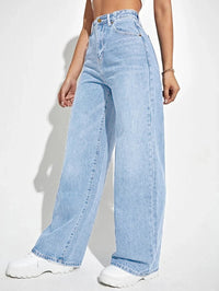 2024 new women's wear European and American loose Denim wide leg pants slimming high waist all-match jeans for women