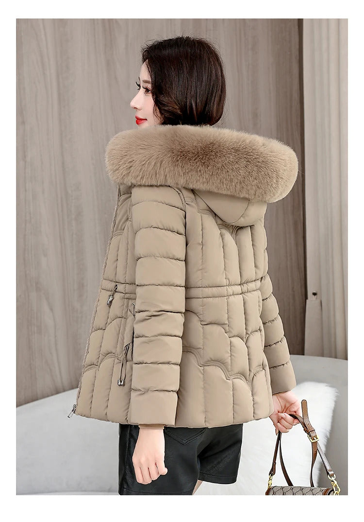 Winter 2024 New Down Jacket Women Parkas Fashion High-Quality Warm Cotton Padded Coat Ladies Short Overcoat Hooded Overwear Tops