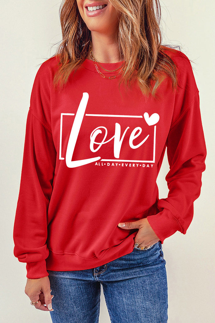 Fiery Red Valentine's Day Love Graphic Sweatshirt