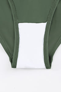 Green Solid Pocketed Drawstring High Waist Swim Bottom