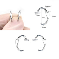 2PCS Trendy 10mm Stainless Steel Punk Clip on Fake Piercing Nose Wrap Lip Rings Unisex Nose Ring Women Men Tusk Body Jewelry