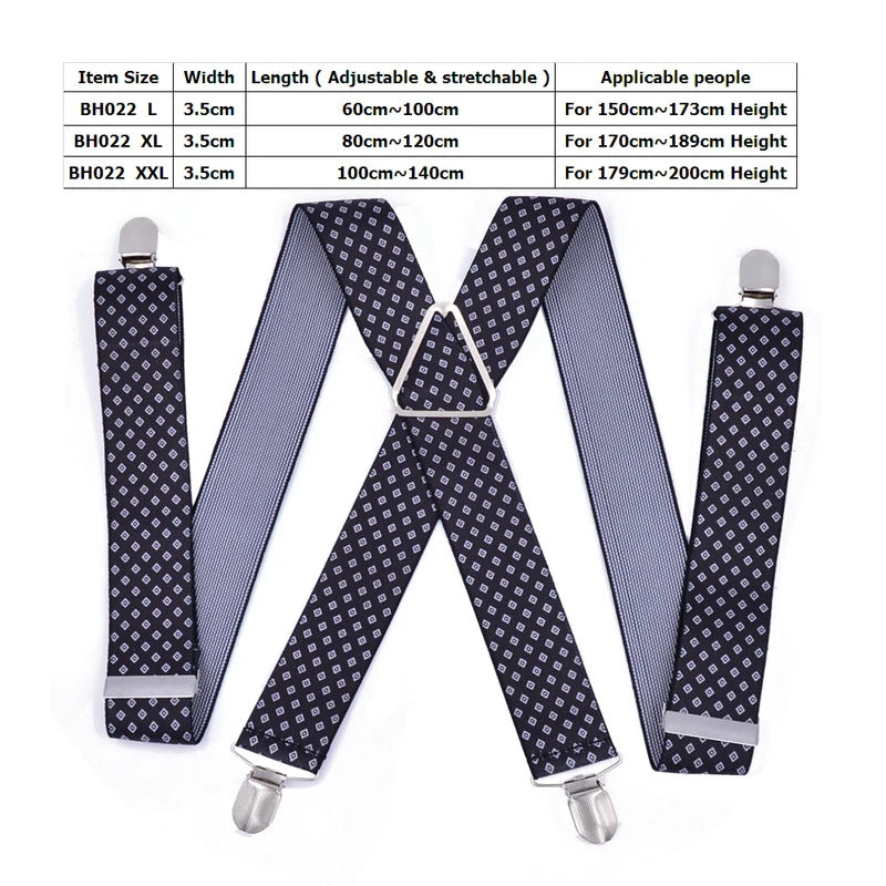 Heavy Duty Big Suspenders for Men Adjustable Elastic X Back Pants Women Suspender for Trousers Braces Straps  clips letter black