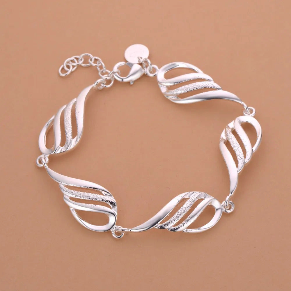 925 Sterling Silver Rose Flowe Bracelet Nice Snake Chain High Quality For Women Men Fashion Jewelry Wedding Engagement Party