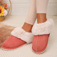 Closed Toe Warm Cotton Slippers Women Faux Fur Thicken Plush Winter Home Shoes Woman Lightweight Casual Indoor Slides Female