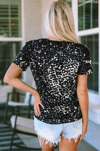 Leopard Blank Apparel- Bleached Leopard Crew Neck T-shirt