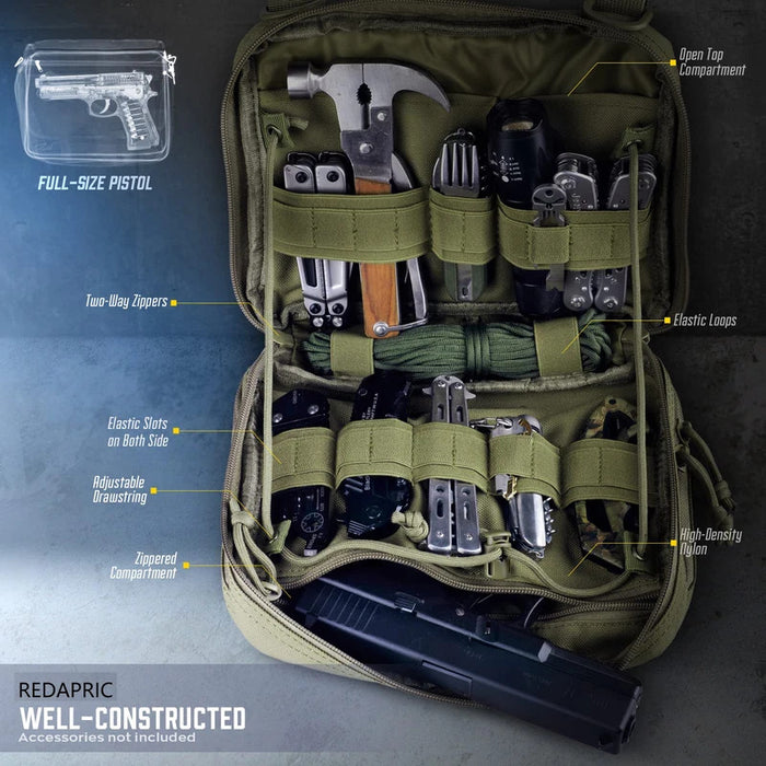 Tactical Admin Pouch of Double Layer Design, Molle EDC EMT Utility Pouches ,Sleeve Modular Tool Pouch Large Capacity