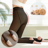 Women's Fleece Tights Ladies Warm Winter Tights Leggings Thick Fleece Panty Fake Translucent Pantyhose Thermal Stockings Woman