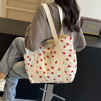 Fresh Sweet Girl Handbag Fashionable High end Corduroy Printed Shoulder Bag Leisure Shopping Commuter Women's Underarm Bag