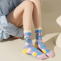 1 Pair New Design Cartoon Long Men Socks Stitch Kawaii Women Socks creative Skateboard socks Fashion knee-high Socks Size 34-42