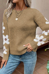 Jet Stream Flower Sleeve Drop Shoulder Sweater