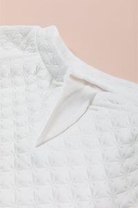 Light Pink Split Neck Quilted Long Sleeve Top