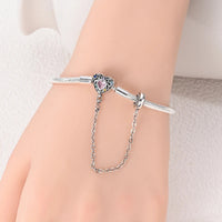 Original Bracelets 925 Silver 17-20CM Heart Safety 3mm Chain Snake Bone Bracelet Fit DIY Charms Bead Birthday Jewelry Gifts