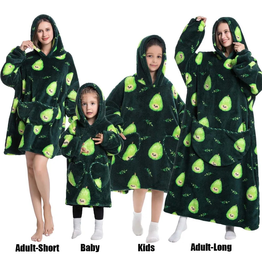 Winter Hoodies Sweatshirt Women Men Pullover Fleece Giant TV Oversized Blanket with Sleeves Adult Halloween Pumpkin Clothing