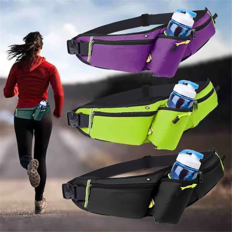 Running Waist Bags Water Bottle Holder Hydration Belt Bag Men Women Sports Fanny Pack Gym Running Cell Phone Jogging Cycling Bag