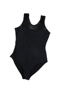 Black Strappy Hollow-out Back Mesh One-piece Swimwear