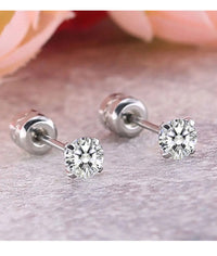 1Pair Stainless Steel Crystals Stud Earrings For Men Women Not Fade Ear Rings Jewelry