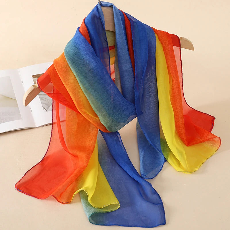 2024 New Print Chiffon Scarf Shawl Women Sunscreen Silk Scarf Turban Long Wrap Beach Travel Outdoor Accessories Trendy Headband