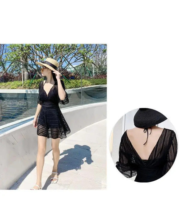 2021 New Korean Sexy Swimsuit Women High Cup Swim Bathing Suit Woman Bodysuit One Piece Swimwear Swimming Swimskirt