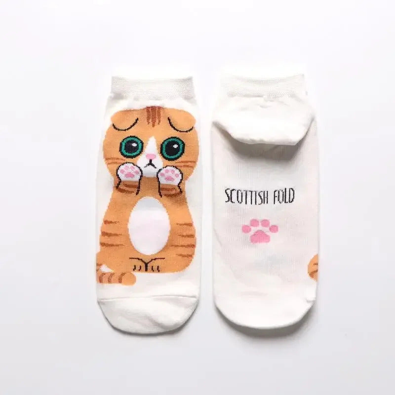 1-5Pairs Cotton Short Sock Cartoon 3D Cat Puppy Dog Animal Socks Harajuku Kawaii Women Girls Anklet Socks Breathable Casual Sox