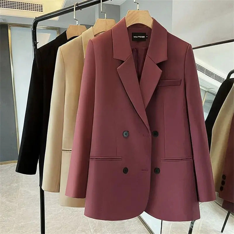 Blazer Woman Solid Jacket Office Wear Professional Outfits Coats for Women Spring Autumn Loose Fashion 2025 Trend Outerwears Hot