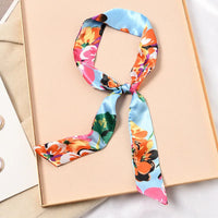 Skinny Silk Scarf Hair Strip Silk Ribbon Small Neck Scarves Bag Handle Ribbon Scarf Kerchief Ladies Ribbon Hair Band Small Scarf