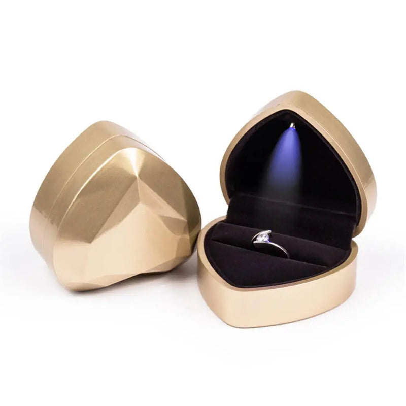 1 Pcs LED Jewelry Ring Box Luxury Velvet Rubber Necklace Pendant Gifts Display With Light For Proposal Engagement Wedding Case