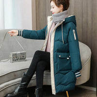 2023 New Women Long Down Cotton Jacket Korean Loose Cotton Coat Winter Thicken Warm Women Parkas Winter Female Hooded Coat